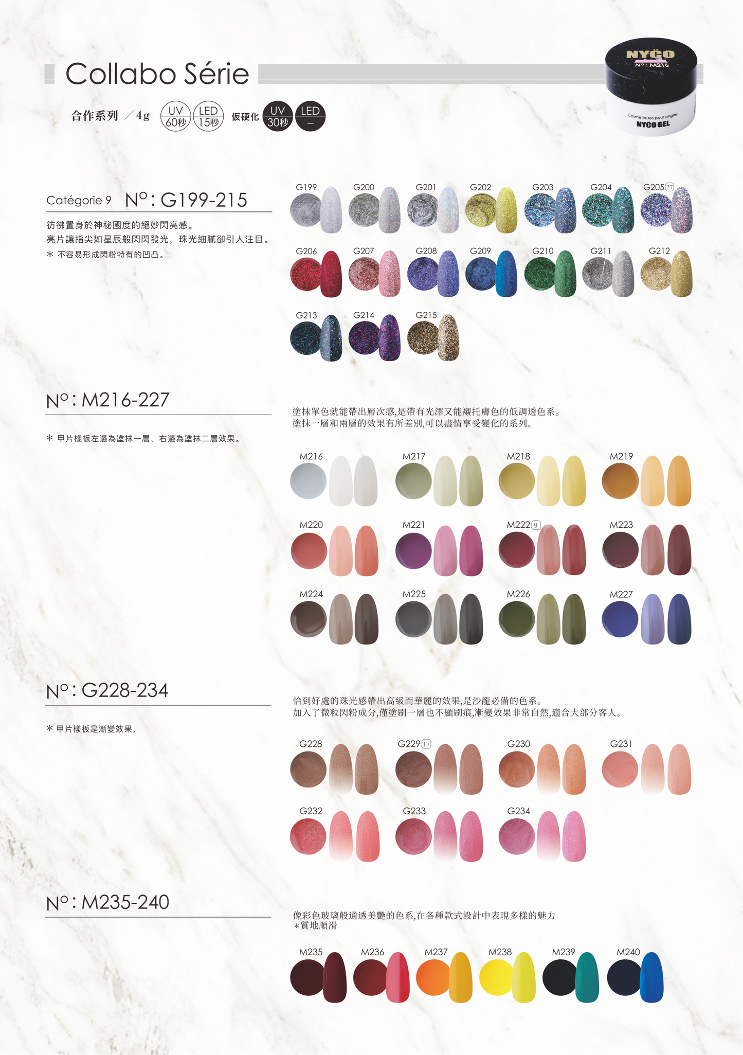 NYCOGEL COLOR GEL Japanese Professional Gel for Nail Artists G201-M300
