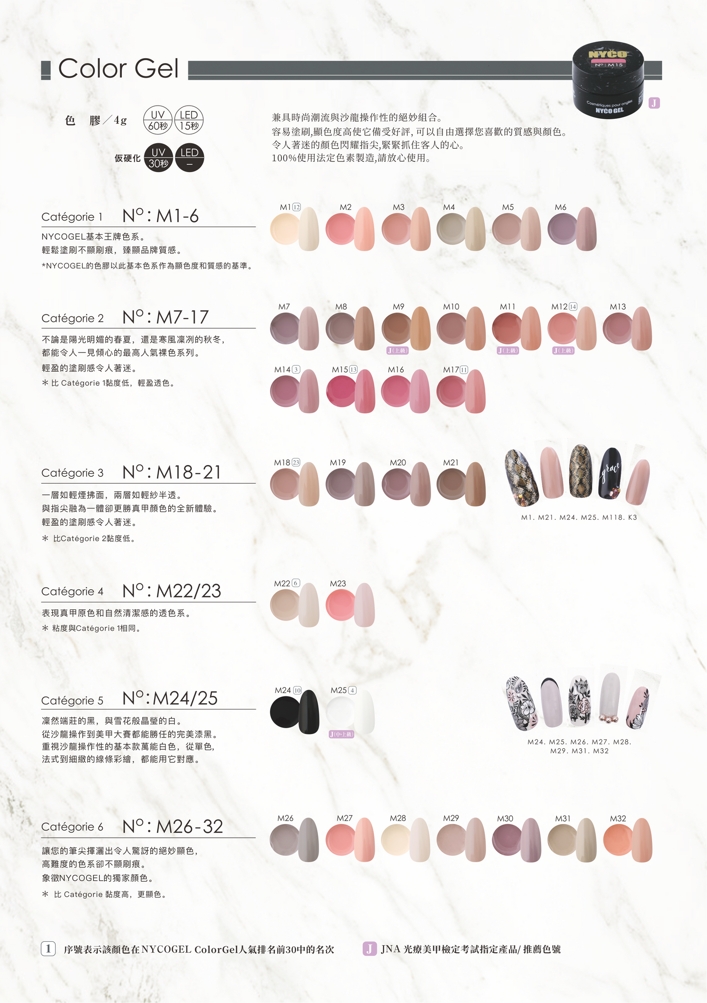 NYCOGEL COLOR GEL Japanese Professional Gel for Nail Artists M1-M99