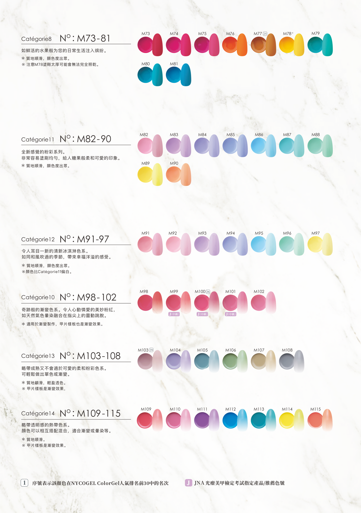 NYCOGEL COLOR GEL Japanese Professional Gel for Nail Artists M1-M99