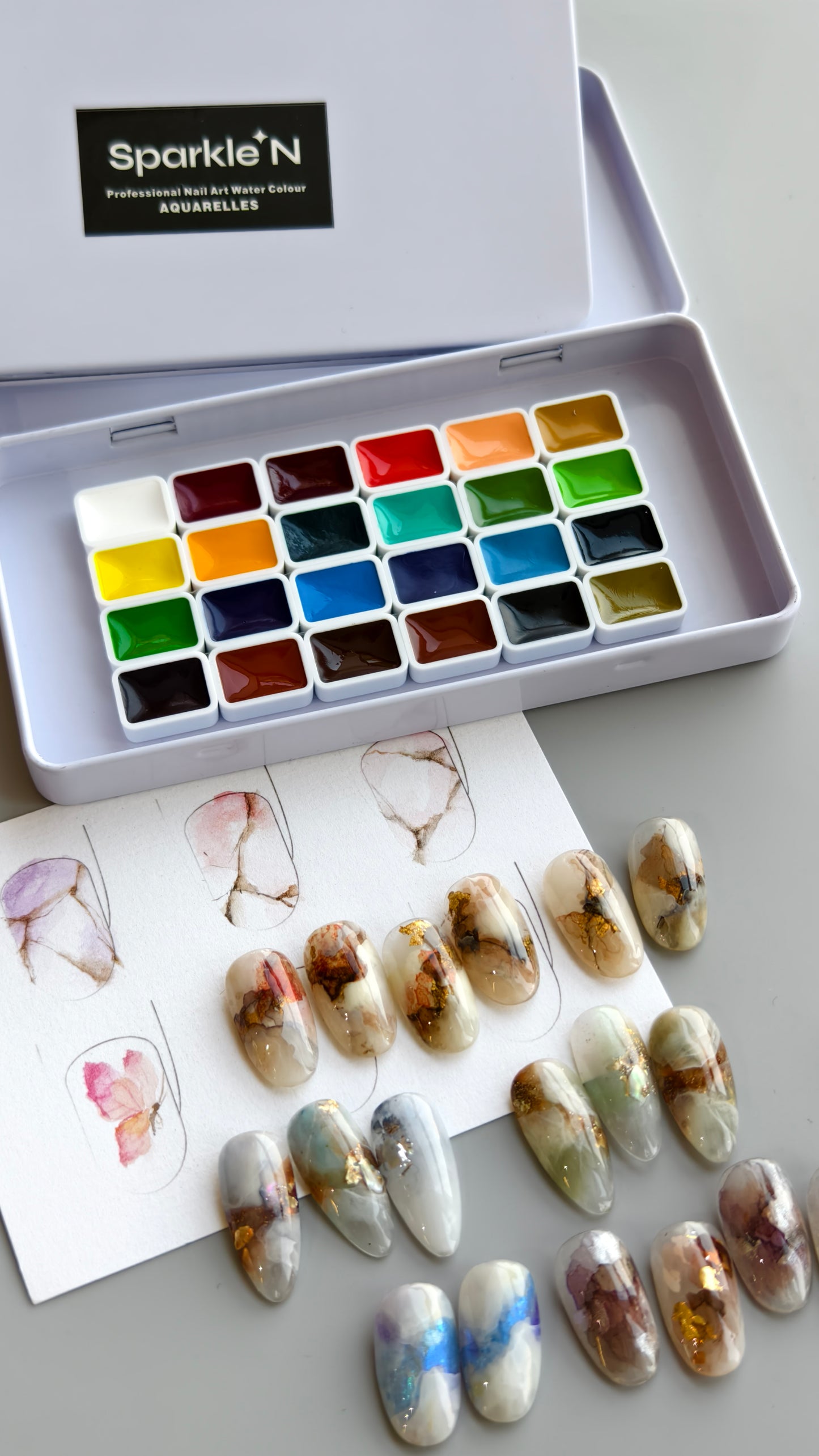Sparkle'N 24 Professional Nail Art Watercolor Palette